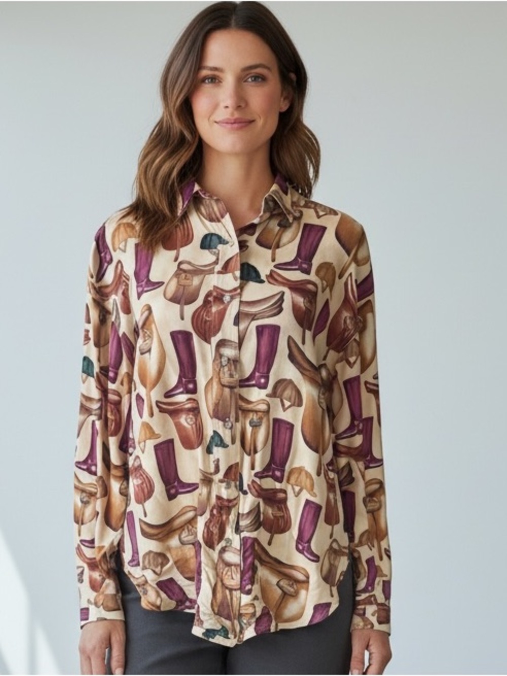 EAGLE EYE English Equestrian ladies long sleeve blouse large very good condition
